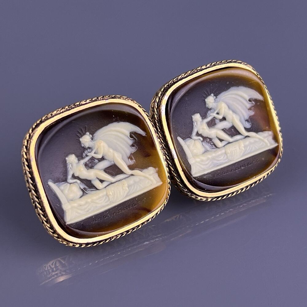 Large Apollo Leucothoe Dante Cufflinks Gold Plated Incolay Museum Masterpiece
